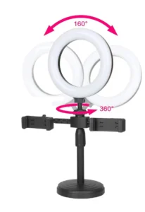 Đèn Livestream Để Bàn Vòng LED 16 cm Kèm 2 Kẹp Điện Thoại, Cao 25–40 cm, Có Hóa Đơn