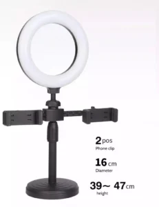 Đèn Livestream Để Bàn Vòng LED 16 cm Kèm 2 Kẹp Điện Thoại, Cao 25–40 cm, Có Hóa Đơn