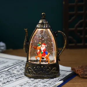 Đèn Trang Trí Giáng Sinh Hình Ấm Nước 13,5 × 10,5 cm, Ông Già Noel Và Kim Tuyến Bên Trong