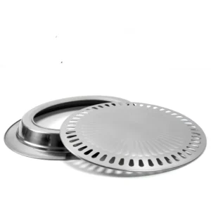 Khay Nướng BBQ Inox Kiểu Hàn Quốc 30 cm Cho Bếp Gas Mini