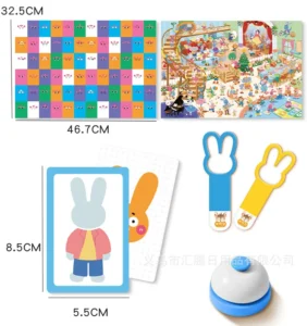 Board Game Truy Tìm Thỏ Con Cho Bé 4–6 Tuổi, Kèm Chuông Giành Lượt