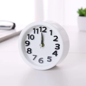 Đồng Hồ Báo Thức Để Bàn Mặt Tròn 9,2 cm Số To, Vỏ Nhựa Đen Hoặc Trắng, Có Hóa Đơn