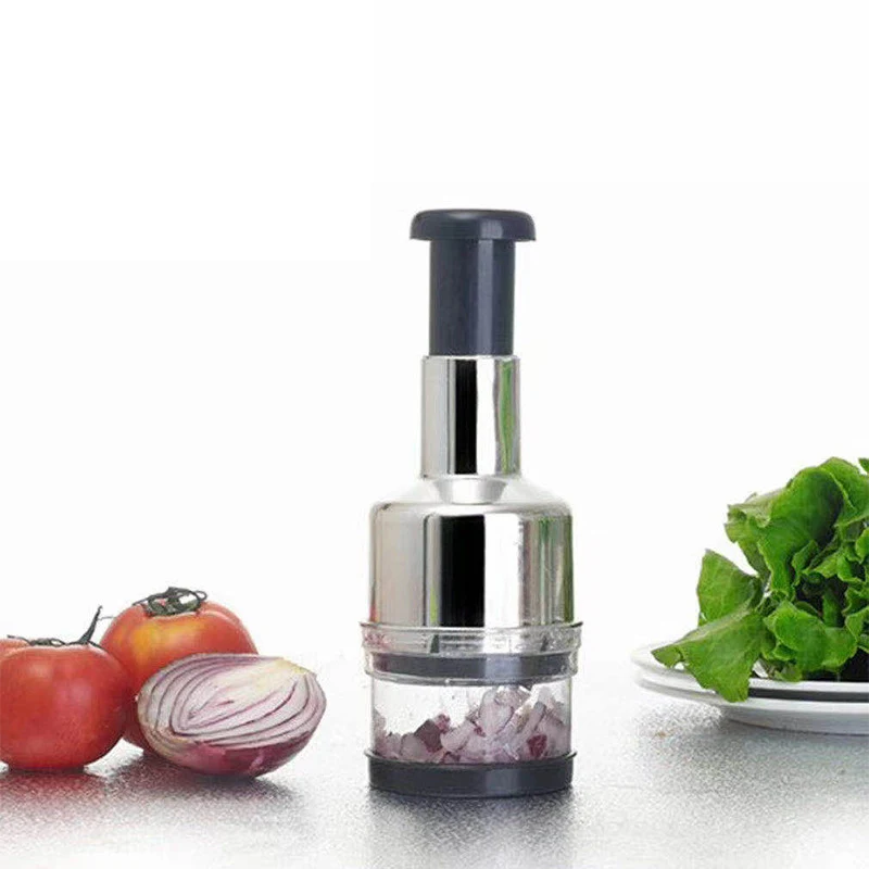 Dụng Cụ Băm Dập Hành Tỏi Ớt Rau Củ Cầm Tay Dạng Nhấn Nhựa Và Thép Không Gỉ