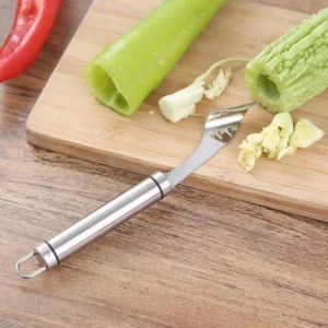 Dụng Cụ Lấy Ruột Khổ Qua, Ớt, Dưa Leo Inox Dài 22 cm, Lưỡi Răng Cưa 9,5 cm