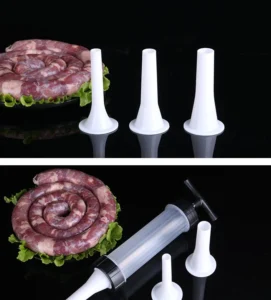 Dụng Cụ Nhồi Lạp Xưởng Xúc Xích Cầm Tay Dạng Ống Đẩy, Kèm 3 Đầu Phễu