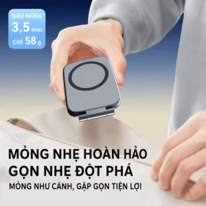 Giá Đỡ Điện Thoại Nam Châm 2 Mặt Gập Gọn Siêu Mỏng 3,5 mm, Gắn Ô Tô, Bàn