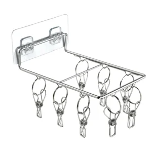 Giá Phơi Đồ Dán Tường 8 Kẹp Inox 19 × 11,5 cm, Phơi Tất, Đồ Lót, Đồ Sơ Sinh