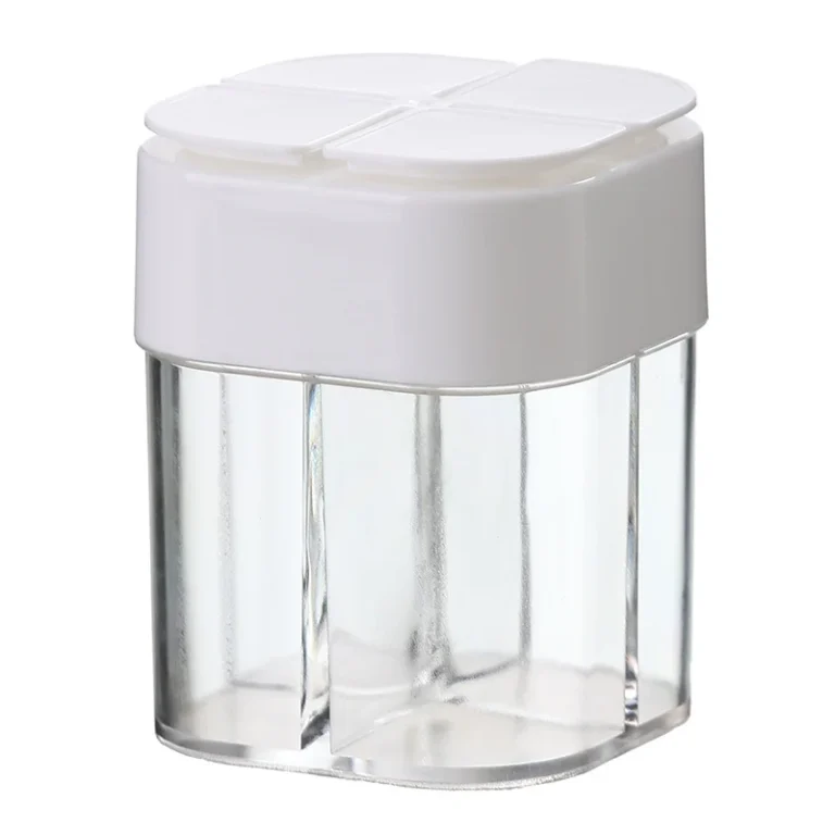 Hộp Đựng Gia Vị 4 Ngăn Nắp Lật 8,5 x 6,5 x 6,5 cm, Màu Trắng