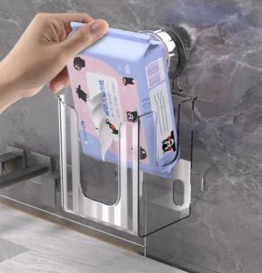 Hộp Đựng Khăn Giấy Dán Tường Hút Chân Không 20 × 11 × 10,5 cm, Không Khoan, Nhựa Trong