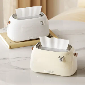 Hộp Đựng Khăn Giấy Dáng Máy Nướng Bánh Mì 21 × 13 × 11 cm Có Quai Da, Trang Trí Bàn