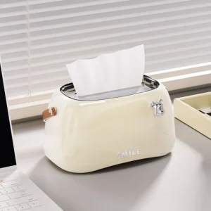 Hộp Đựng Khăn Giấy Dáng Máy Nướng Bánh Mì 21 × 13 × 11 cm Có Quai Da, Trang Trí Bàn