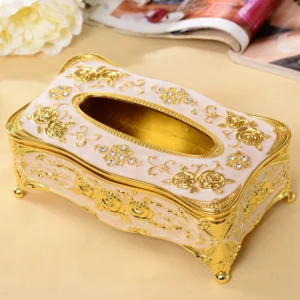 Hộp Đựng Khăn Giấy Đính Hạt Phong Cách Cổ Điển Châu Âu