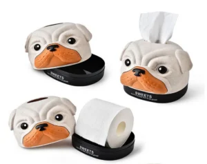 Hộp Đựng Khăn Giấy Hình Chó Pug Sweets 16,5 x 13 cm, Màu Be