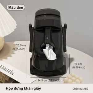 Hộp Đựng Khăn Giấy Tượng Đá Moai 23,5 × 14,5 × 17 cm, Khăn Rút Từ Mũi