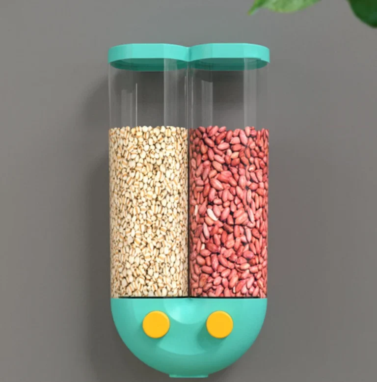 Hộp Đựng Ngũ Cốc Gắn Tường 2 Ngăn Nút Nhấn 33 x 16 x 8 Cm, Nhựa ABS Và PC