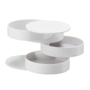 Hộp Đựng Trang Sức Dạng Trụ Tròn Xoay 4 Tầng, Cao 10 cm, Có Màu Trắng Hoặc Đen