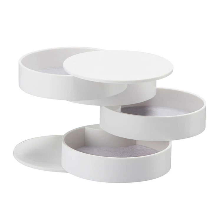 Hộp Đựng Trang Sức Dạng Trụ Tròn Xoay 4 Tầng, Cao 10 cm, Có Màu Trắng Hoặc Đen