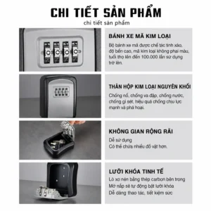 Hộp Khóa Chìa Khóa Mật Mã 4 Số Gắn Tường, Vỏ Kim Loại, Cất Chìa Khóa Dự Phòng