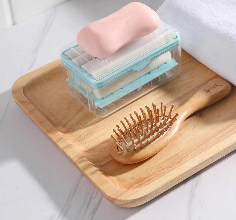 Hộp Xà Phòng Tạo Bọt Con Lăn Có Lò Xo 12,2 × 7,2 × 6,7 cm, Ráo Nước, Có Nắp