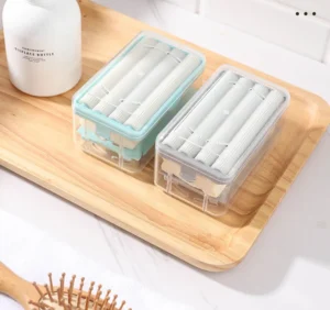 Hộp Xà Phòng Tạo Bọt Con Lăn Có Lò Xo 12,2 × 7,2 × 6,7 cm, Ráo Nước, Có Nắp