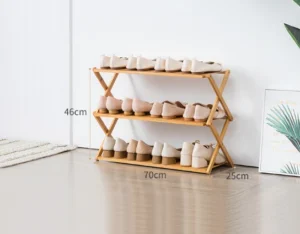 Kệ Để Giày Dép Gỗ 3 Tầng 70 cm Khung Chữ X Xếp Gọn