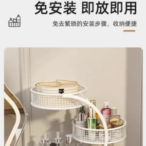 Kệ Đựng Mỹ Phẩm 3 Tầng Khung Kim Loại 32 × 35 × 19 cm, Lắp Không Cần Dụng Cụ
