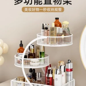 Kệ Đựng Mỹ Phẩm 3 Tầng Khung Kim Loại 32 × 35 × 19 cm, Lắp Không Cần Dụng Cụ