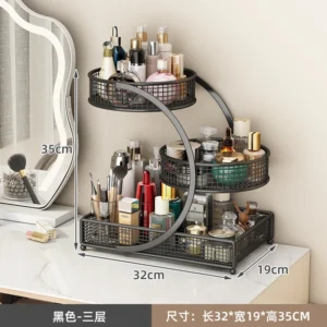 Kệ Đựng Mỹ Phẩm 3 Tầng Khung Kim Loại 32 × 35 × 19 cm, Lắp Không Cần Dụng Cụ