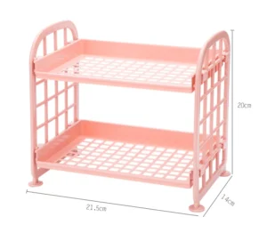 Kệ Nhựa Mini 2 Tầng Để Bàn 21,5 × 14 × 20 cm
