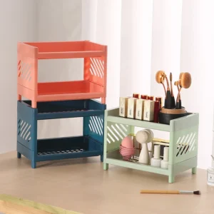 Kệ Nhựa Mini 2 Tầng Để Bàn 23 × 15 × 15 cm Tháo Lắp, Đựng Mỹ Phẩm, Văn Phòng Phẩm