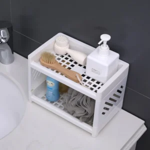 Kệ Nhựa Mini 2 Tầng Để Bàn 23 × 15 × 15 cm Tháo Lắp, Đựng Mỹ Phẩm, Văn Phòng Phẩm