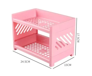 Kệ Nhựa Mini 2 Tầng Để Bàn 23 × 15 × 15 cm Tháo Lắp, Đựng Mỹ Phẩm, Văn Phòng Phẩm