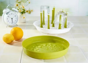 Kệ Úp Ly Nhựa Hình Tròn 8 Cây Cắm Ly, Khay Hứng Nước Dưới Đáy, Màu Ngẫu Nhiên