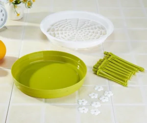 Kệ Úp Ly Nhựa Hình Tròn 8 Cây Cắm Ly, Khay Hứng Nước Dưới Đáy, Màu Ngẫu Nhiên