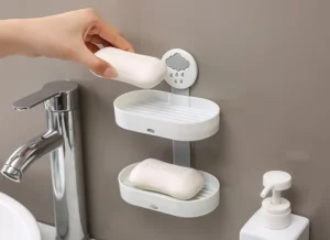 Kệ Xà Phòng Dán Tường 2 Tầng Hình Đám Mây, Thoát Nước