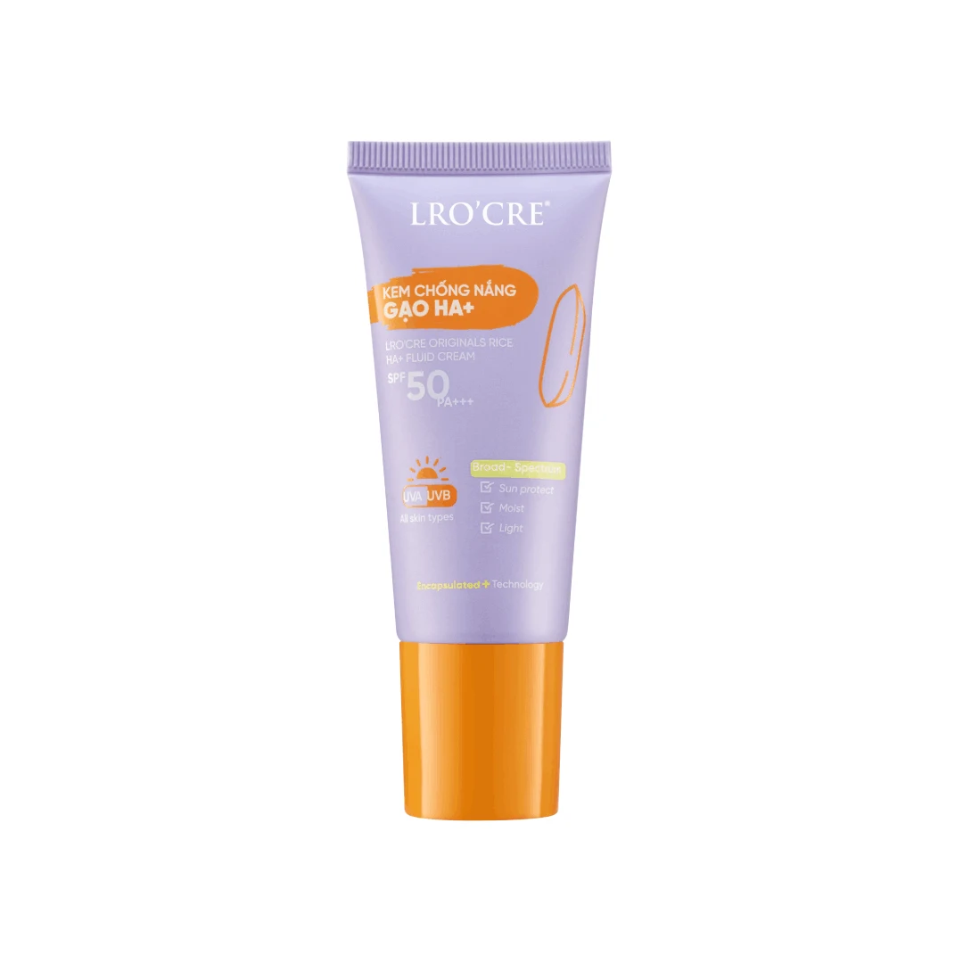 Kem Chống Nắng Gạo Lro'Cre Originals Rice HA+ Fluid Cream SPF50 PA+++ 30 g