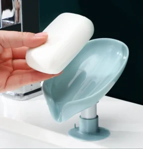 Khay Đựng Xà Phòng Hình Lá Sen Đế Hút Chân Không, Tự Thoát Nước, Không Khoan