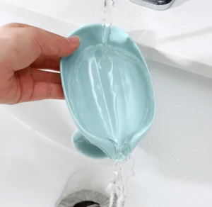 Khay Đựng Xà Phòng Hình Lá Sen Đế Hút Chân Không, Tự Thoát Nước, Không Khoan