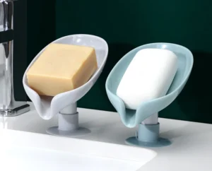 Khay Đựng Xà Phòng Hình Lá Sen Đế Hút Chân Không, Tự Thoát Nước, Không Khoan