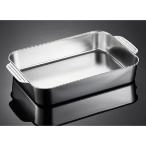 Khay Inox 304 Nấu Lẩu, Nướng Có Tay Cầm 41 × 24 × 8,5 cm