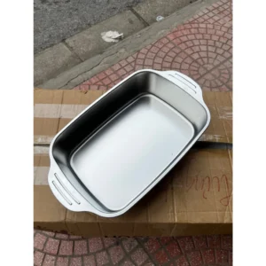 Khay Inox 304 Nấu Lẩu, Nướng Có Tay Cầm 41 × 24 × 8,5 cm