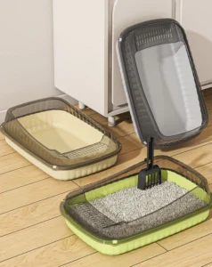 Khay Vệ Sinh Cho Mèo Cỡ Lớn Không Nắp 36,5 × 27 × 12 cm, Thành Cao Chống Văng Cát
