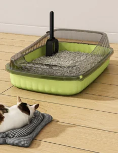 Khay Vệ Sinh Cho Mèo Cỡ Lớn Không Nắp 36,5 × 27 × 12 cm, Thành Cao Chống Văng Cát