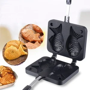 Khuôn Nướng Bánh Cá Taiyaki 2 Con Kiểu Nhật Chống Dính, Dùng Bếp Gas