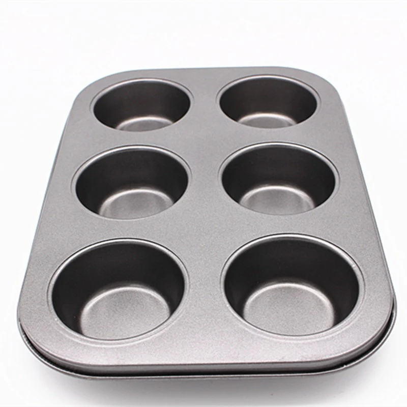 Khuôn Nướng Bánh Cupcake Muffin 6 Ô Thép Carbon Phủ Chống Dính 26,5 x 18,8 cm