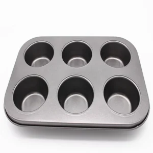 Khuôn Nướng Bánh Cupcake Muffin 6 Ô Thép Carbon Phủ Chống Dính 26,5 x 18,8 cm