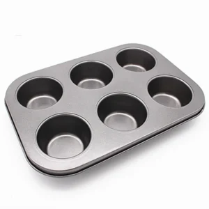 Khuôn Nướng Bánh Cupcake Muffin 6 Ô Thép Carbon Phủ Chống Dính 26,5 x 18,8 cm