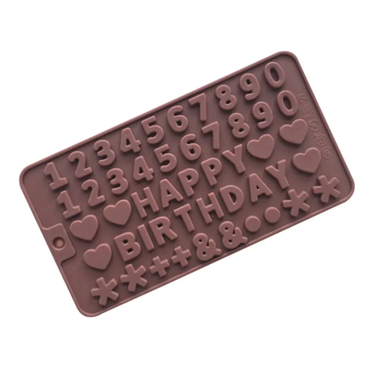 Khuôn Silicon Chữ Happy Birthday Và Số 0–9 Làm Thạch, Chocolate