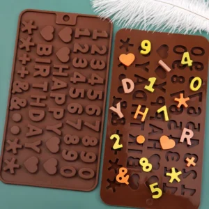 Khuôn Silicon Chữ Happy Birthday Và Số 0–9 Làm Thạch, Chocolate