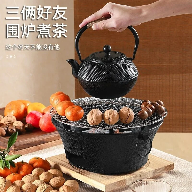 Lò Nướng Than Gang Mini Kèm Vỉ Nướng 27 cm, Nướng Thịt, Đun Ấm Trà Ngoài Trời, Có Hóa Đơn